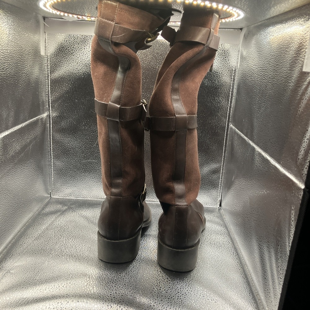 Cole Haan Woman's 7 Brown Leather/Suede Side Zip Boots - Picture 4 of 14